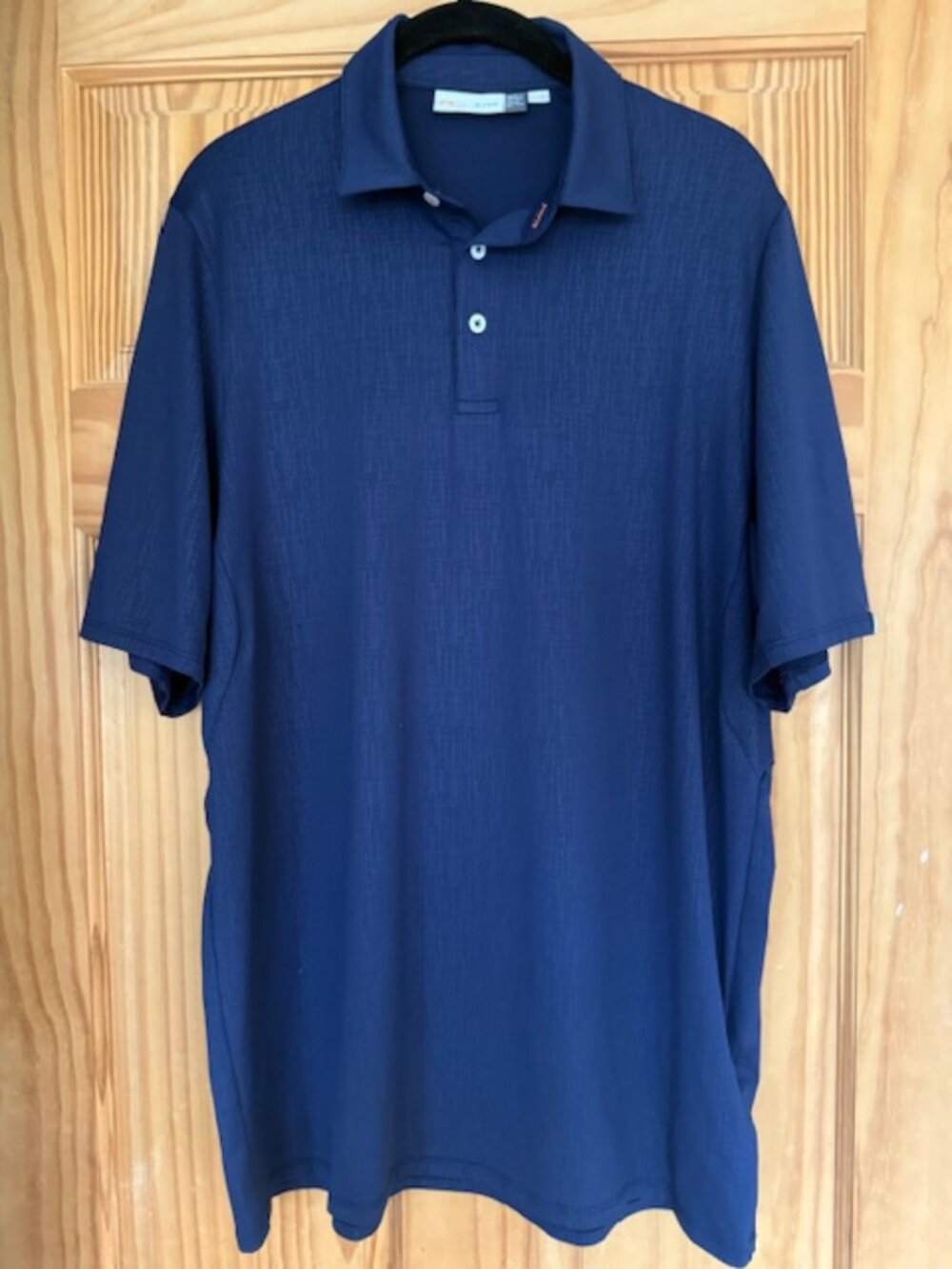 KJUS Motion Emboss Golf Polo Mens L Blue UPF 50+ Performance Shirt